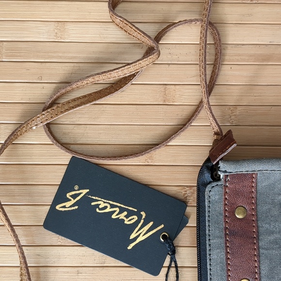 Mona B Rustic Gray and Brown Bicycle Crossbody Bag, NEW nwt - Picture 2 of 6